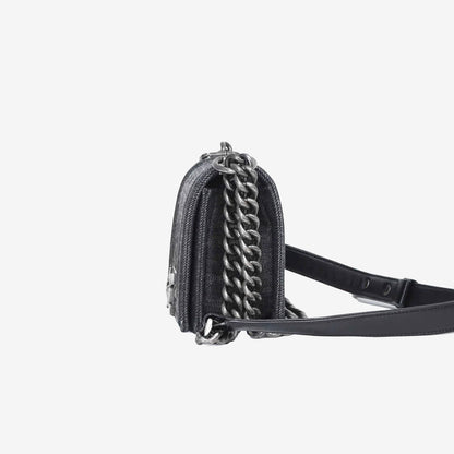 Chanel Boy Bag Small in Grey Denim with Palladium Hardware