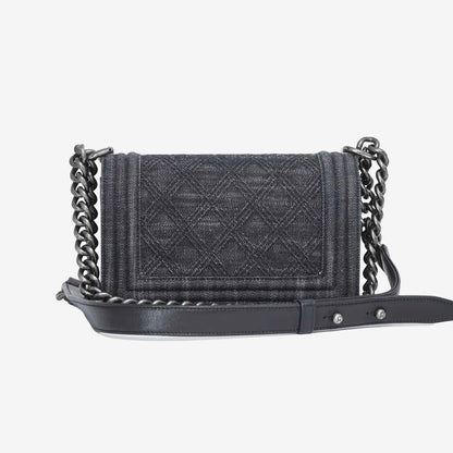 Chanel Boy Bag Small in Grey Denim with Palladium Hardware
