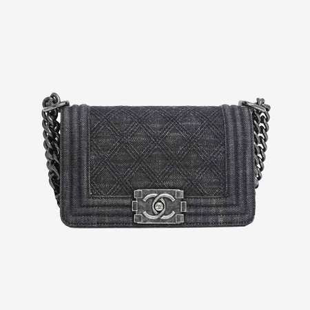 Chanel Boy Bag Small in Grey Denim with Palladium Hardware