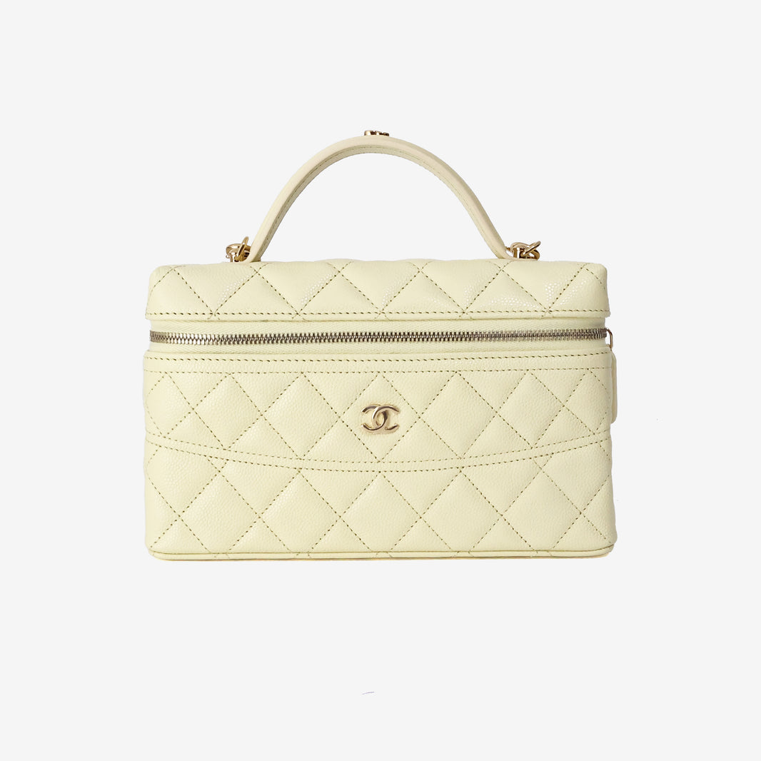Chanel Vanity Bag in Lemon Yellow Caviar Leather with Gold Hardware