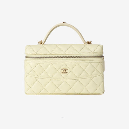 Chanel Vanity Bag in Lemon Yellow Caviar Leather with Gold Hardware
