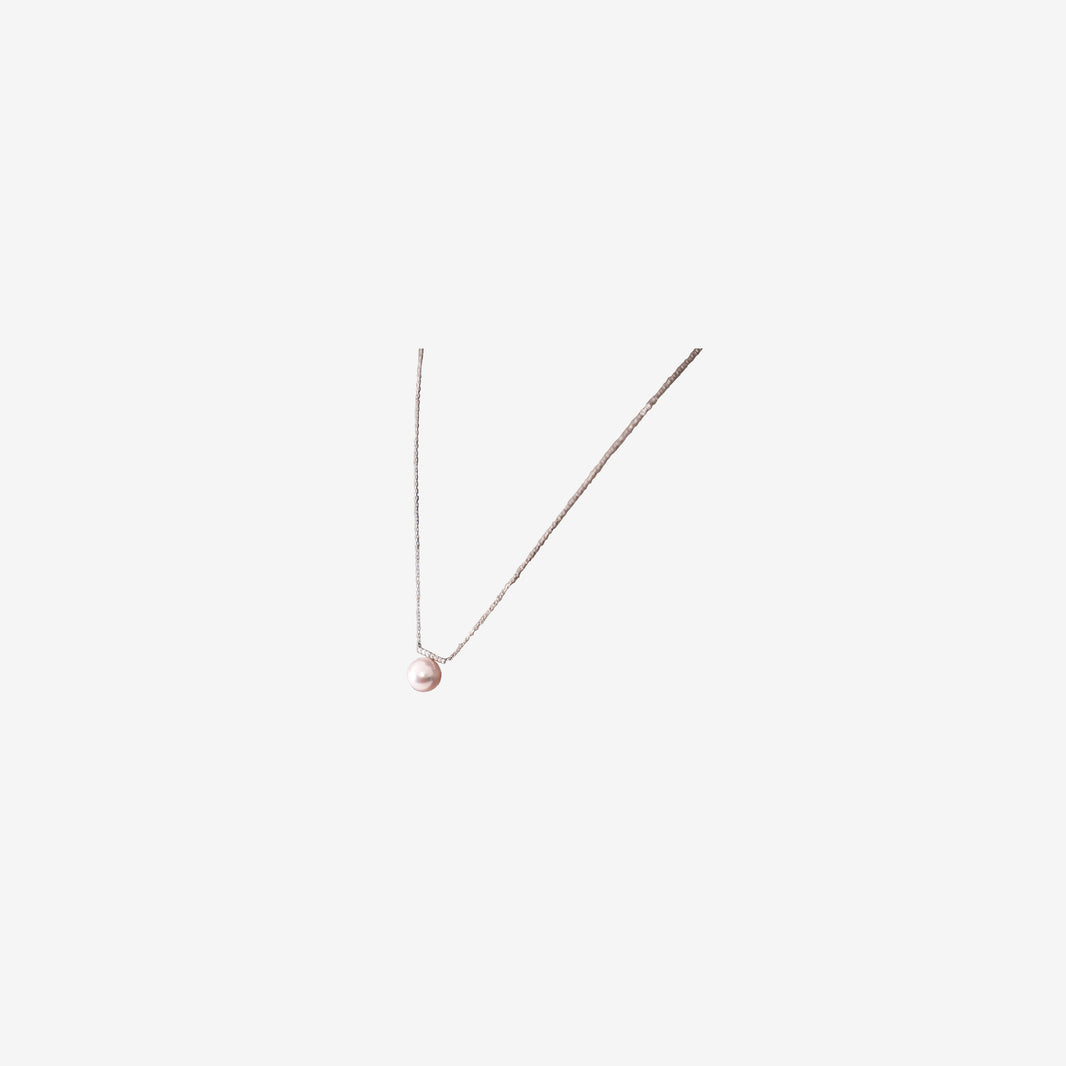 Margarite London Akoya Pearl Necklace with 8.5–9.0 mm Pearls in Platinum with 0.06 ct Diamonds