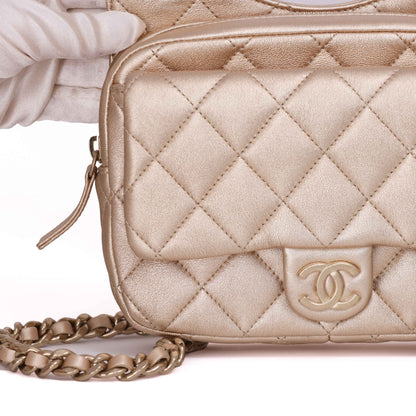 Chanel Backpack Gold Lambskin Gold
