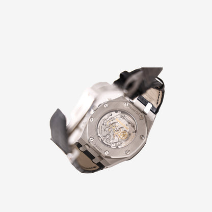 Audemars Piguet Royal Oak Tourbillon Chronograph in Stainless Steel with Black Dial and Alligator Leather Strap