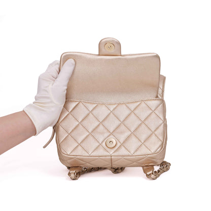 Chanel Backpack Gold Lambskin Gold