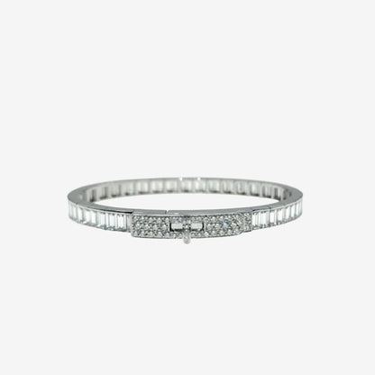Hermès Kelly Diamond Bracelet in White Gold with Baguette-Cut Diamonds (Small Size)