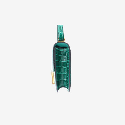 Hermès Micro Constance 14 in Vert Émeraude Matte Porosus Crocodile with Gold Hardware
