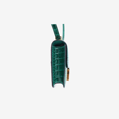 Hermès Micro Constance 14 in Vert Émeraude Matte Porosus Crocodile with Gold Hardware