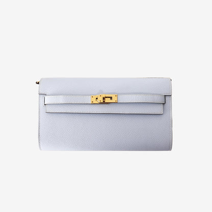 Hermès Kelly To Go Wallet in Bleu Epsom Leather with Gold-Plated Hardware