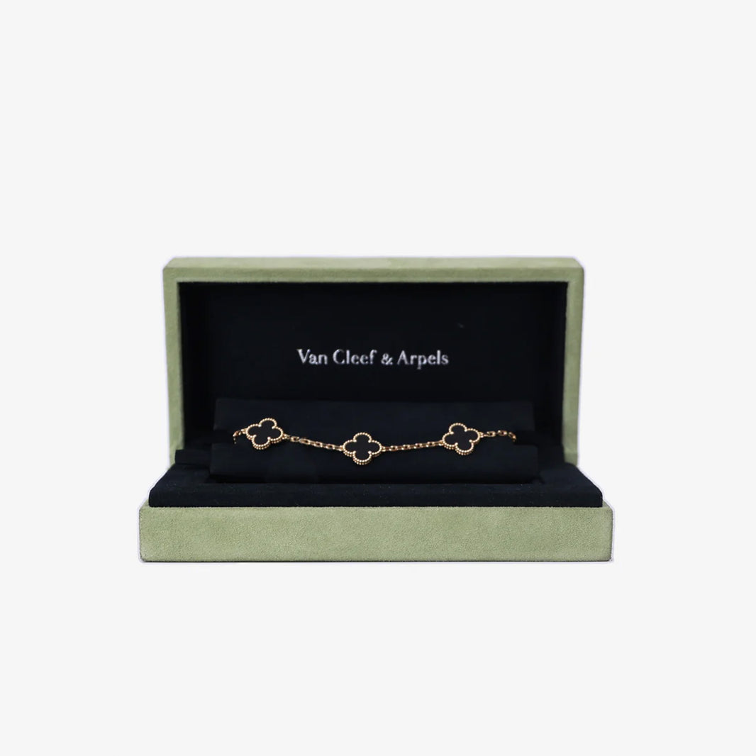 Van Cleef & Arpels Vintage Alhambra Bracelet in Black Onyx Yellow Gold (Contact to Enquire)