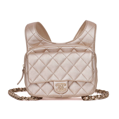 Chanel Backpack Gold Lambskin Gold