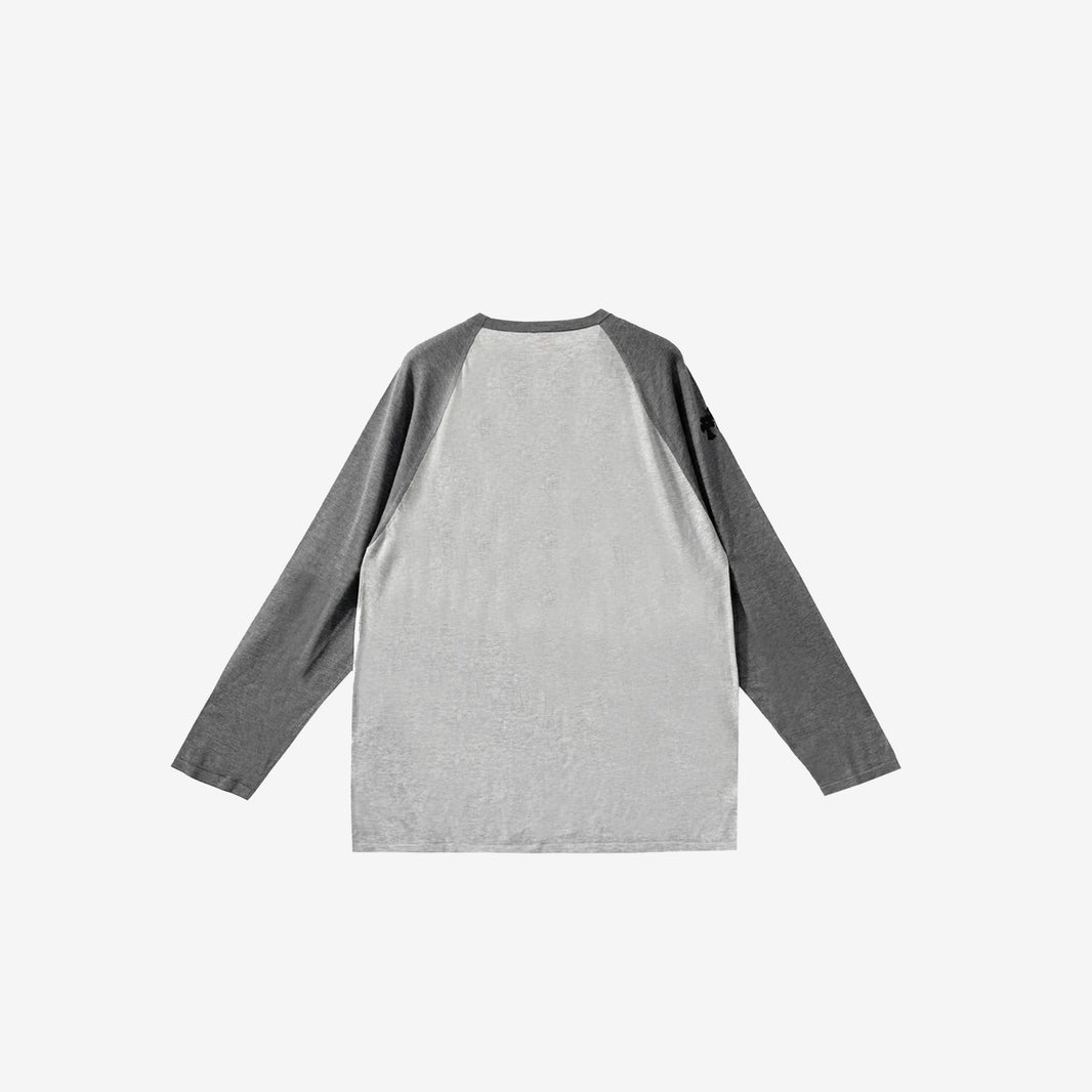 Chrome Hearts Cross Patch Embroidered Silk Raglan Long Sleeve Tee in Grey (Size XL)