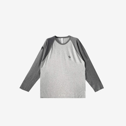 Chrome Hearts Cross Patch Embroidered Silk Raglan Long Sleeve Tee in Grey (Size XL)