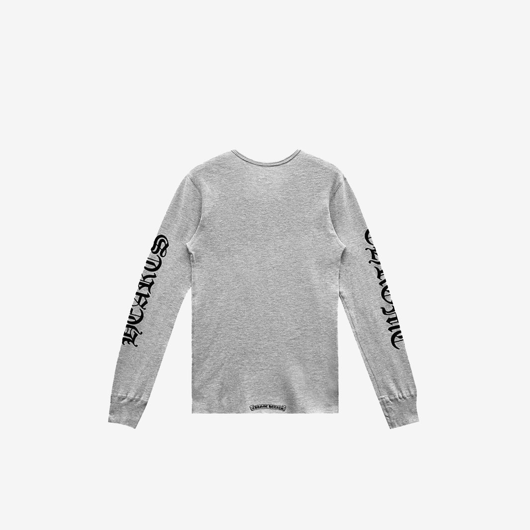 Chrome Hearts Scroll Logo Long-Sleeve Thermal T-Shirt in Grey Cotton (Sizes Available)
