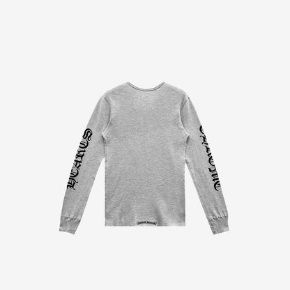 Chrome Hearts Scroll Logo Long-Sleeve Thermal T-Shirt in Grey Cotton (Sizes Available)