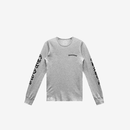 Chrome Hearts Scroll Logo Long-Sleeve Thermal T-Shirt in Grey Cotton (Sizes Available)