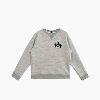 Chrome Hearts Triple Cross Crewneck Sweatshirt in Grey Cotton (Size L)