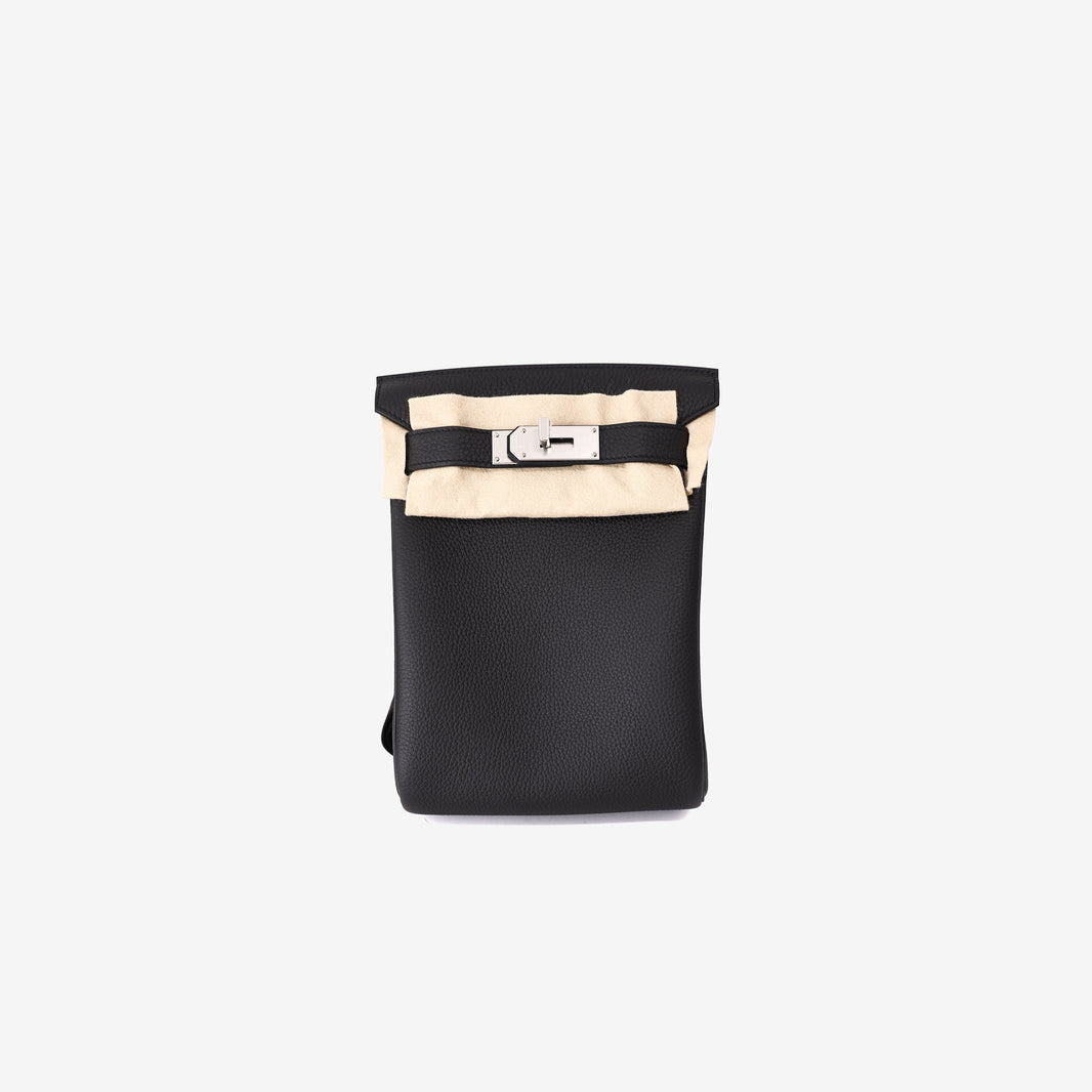 Hermès Sac à Dos HAC à Dos PM in Noir Togo Leather with Palladium-Plated Hardware
