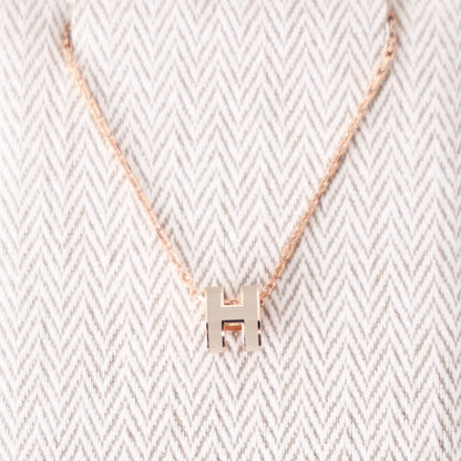 Hermès Mini Pop H Pendant in Marron Glacé with Yellow Gold Plating