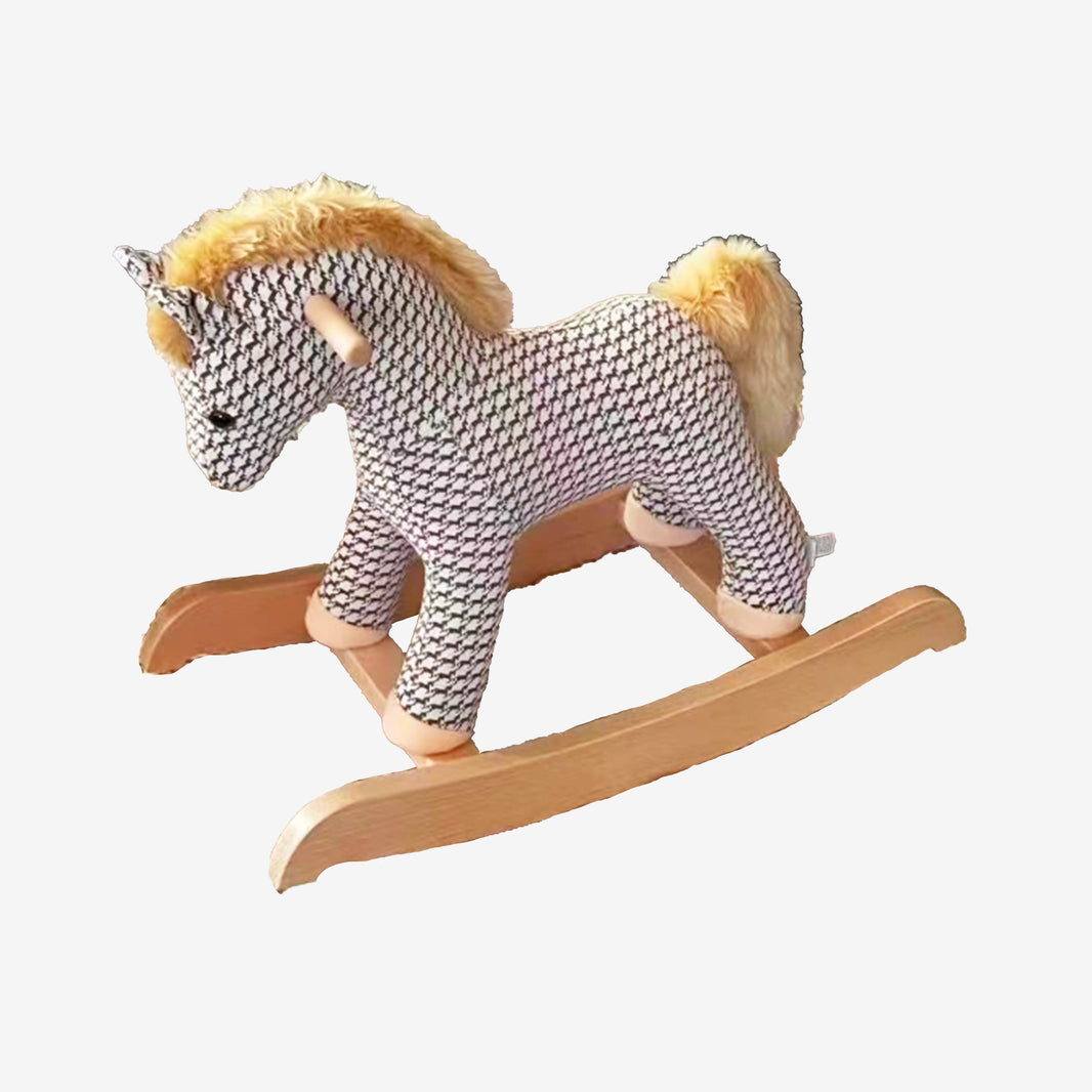 Hermès Cheval Pixel Decorative Horse in Woven Cotton with Acrylic Fur and Beechwood
