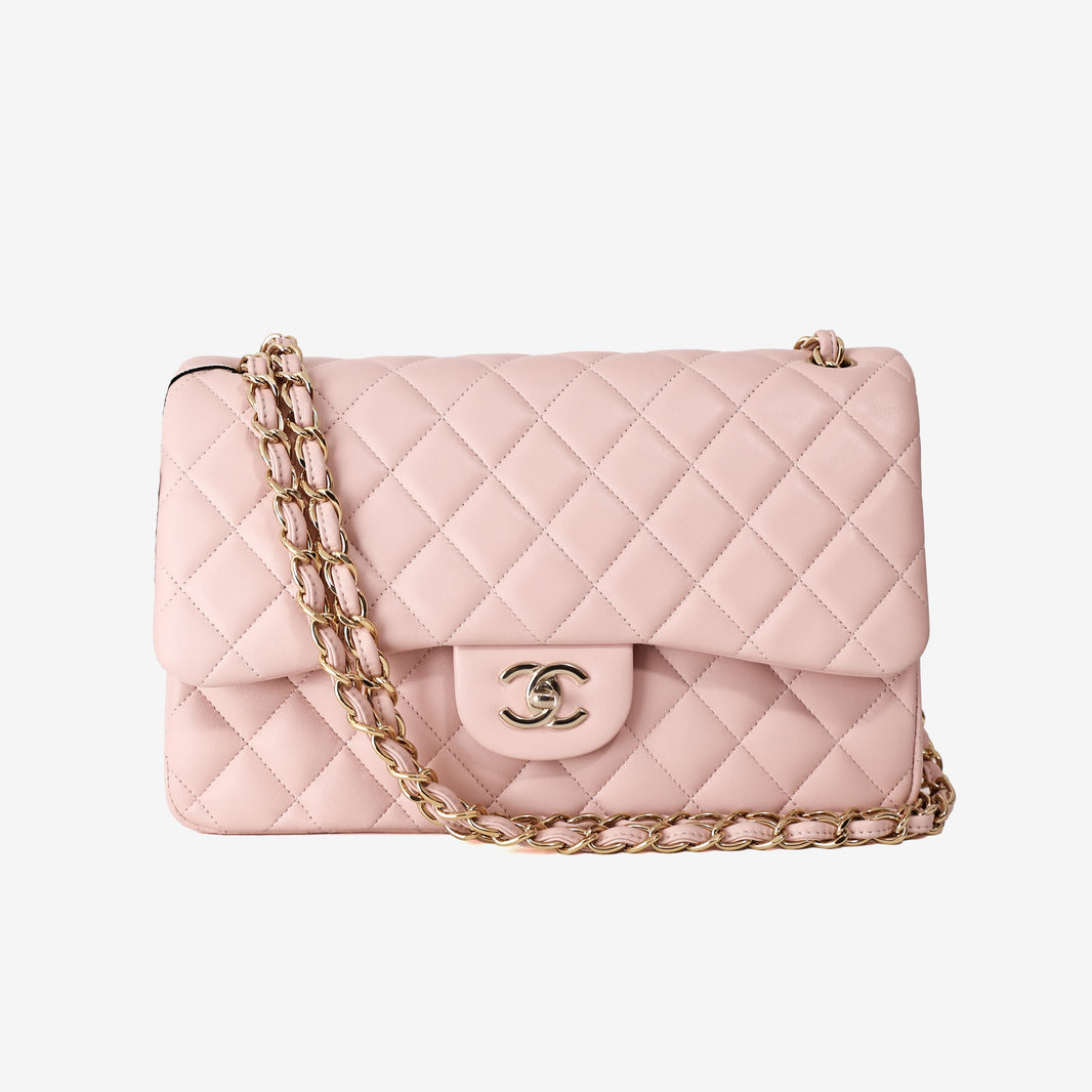 Chanel Classic Flap Jumbo in Pink Lambskin Leather with Gold Hardware