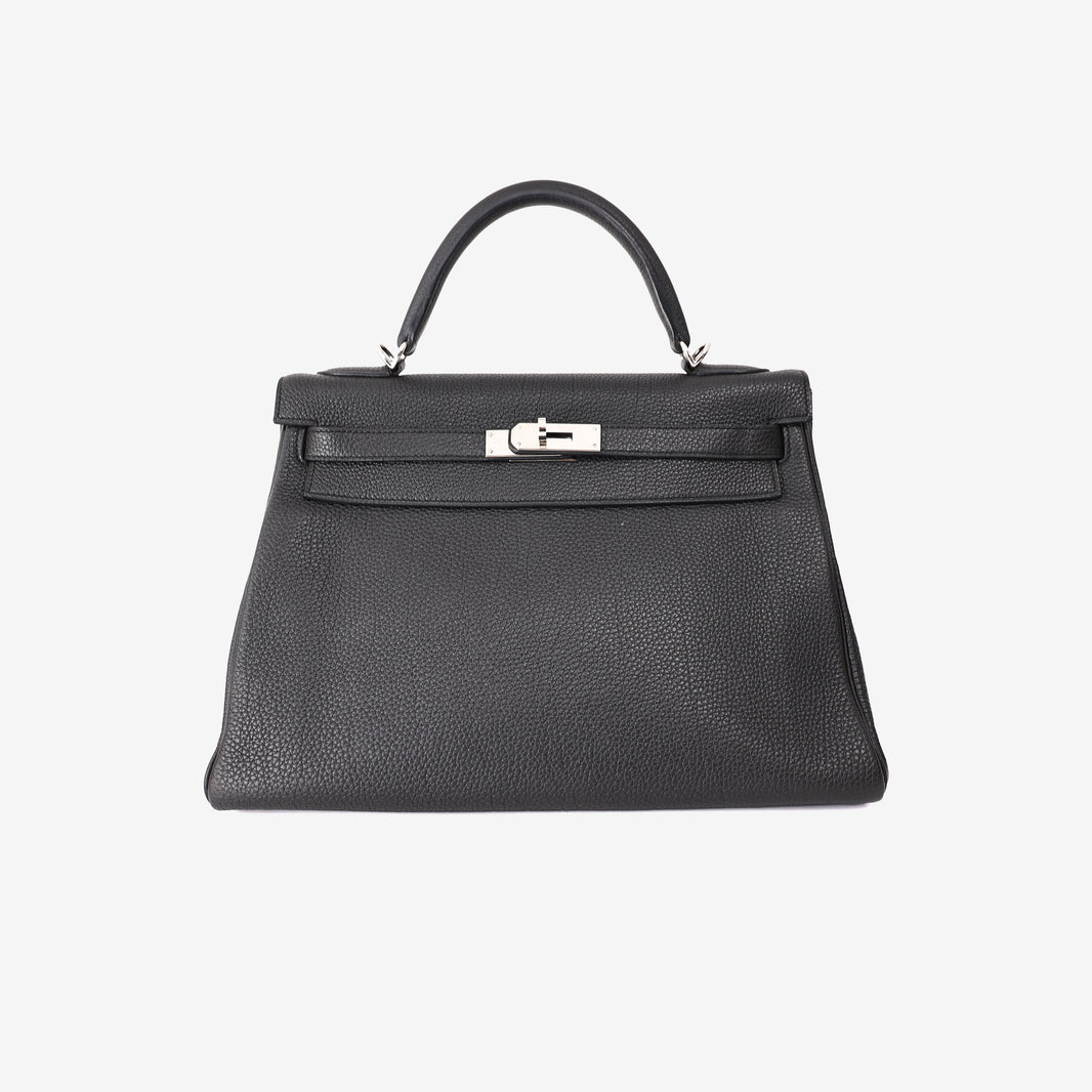 Hermès Kelly 32 in Noir Togo Leather with Palladium-Plated Hardware