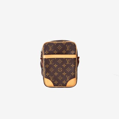 Louis Vuitton Danube Bag in Brown Monogram Canvas with Vachetta Leather Trim and Gold Hardware