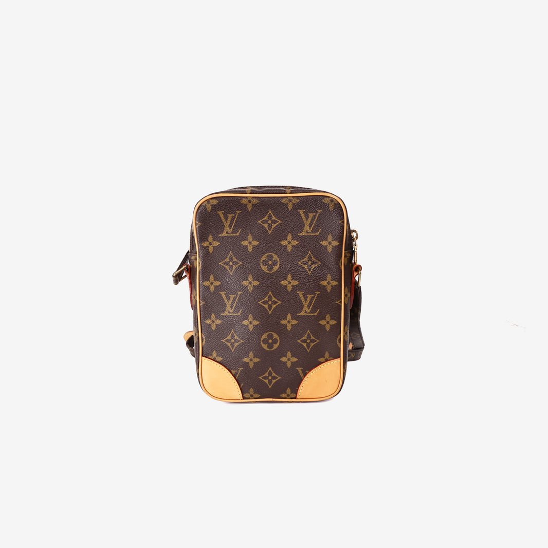 Louis Vuitton Danube Bag in Brown Monogram Canvas with Vachetta Leather Trim and Gold Hardware