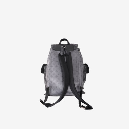 Louis Vuitton Christopher MM Backpack in Black/Eclipse Monogram Eclipse Canvas with Silver Hardware