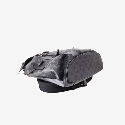 Louis Vuitton Christopher MM Backpack in Black/Eclipse Monogram Eclipse Canvas with Silver Hardware