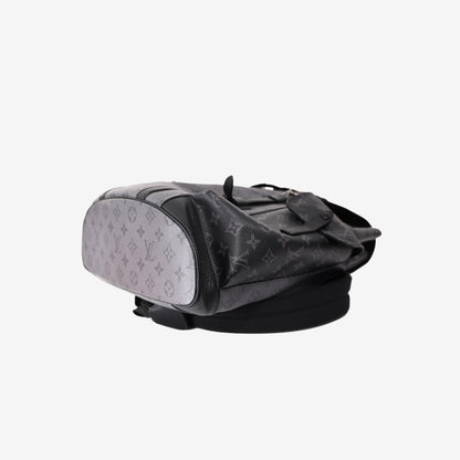 Louis Vuitton Christopher MM Backpack in Black/Eclipse Monogram Eclipse Canvas with Silver Hardware