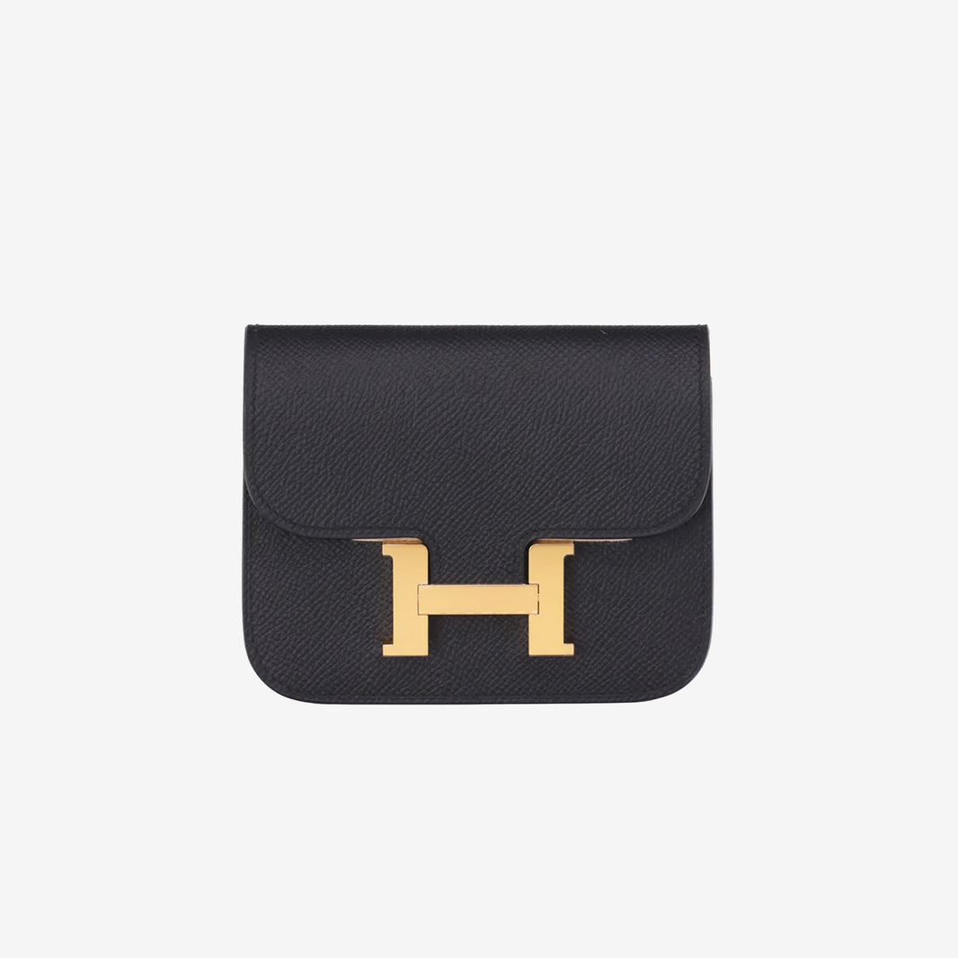 Hermès Constance Slim Wallet in Noir Epsom Leather with Gold Hardware (Contact to Enquire)