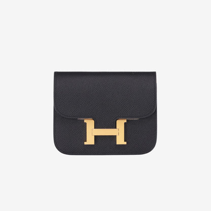 Hermès Constance Slim Wallet in Noir Epsom Leather with Gold Hardware (Contact to Enquire)