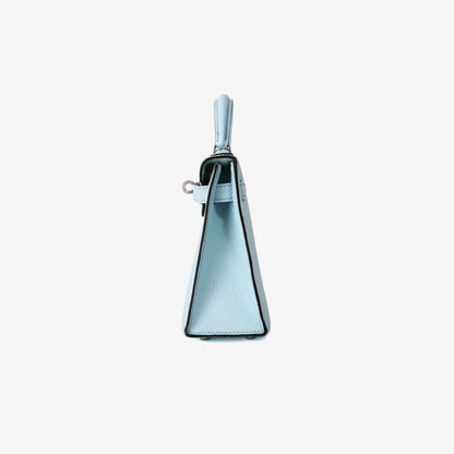 Hermès Mini Kelly 20 in Bleu Zéphyr Epsom Leather with Palladium-Plated Hardware