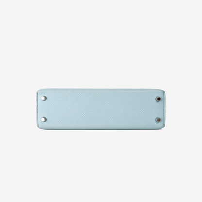 Hermès Mini Kelly 20 in Bleu Zéphyr Epsom Leather with Palladium-Plated Hardware