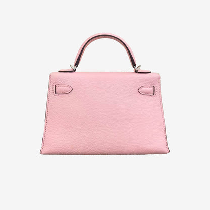 Hermès Mini Kelly in Sakura Chevre Leather with Palladium-Plated Hardware