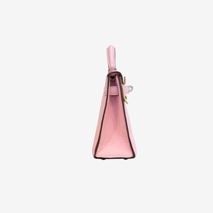 Hermès Mini Kelly in Sakura Chevre Leather with Palladium-Plated Hardware
