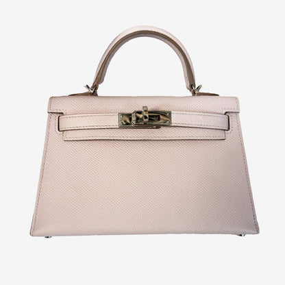 Hermès Mini Kelly 20 in Mauve Pâle Epsom Leather with Palladium-Plated Hardware (Contact to Enquire)