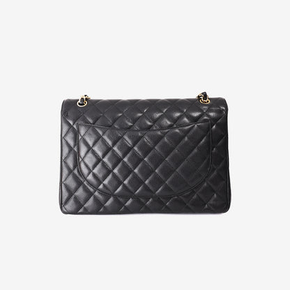 Chanel Classic Double Maxi Flap Bag in Black Caviar Leather with Gold Hardware