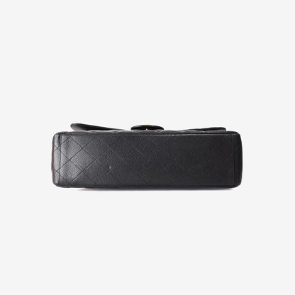 Chanel Classic Double Maxi Flap Bag in Black Caviar Leather with Gold Hardware