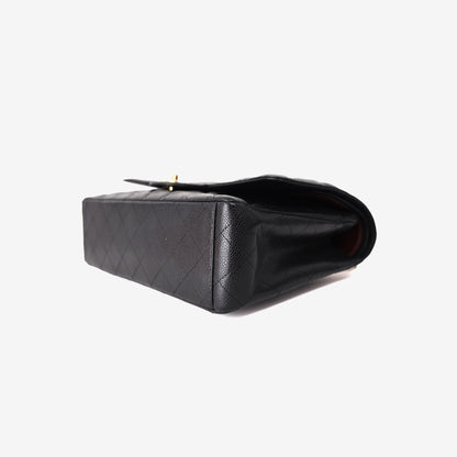 Chanel Classic Double Maxi Flap Bag in Black Caviar Leather with Gold Hardware