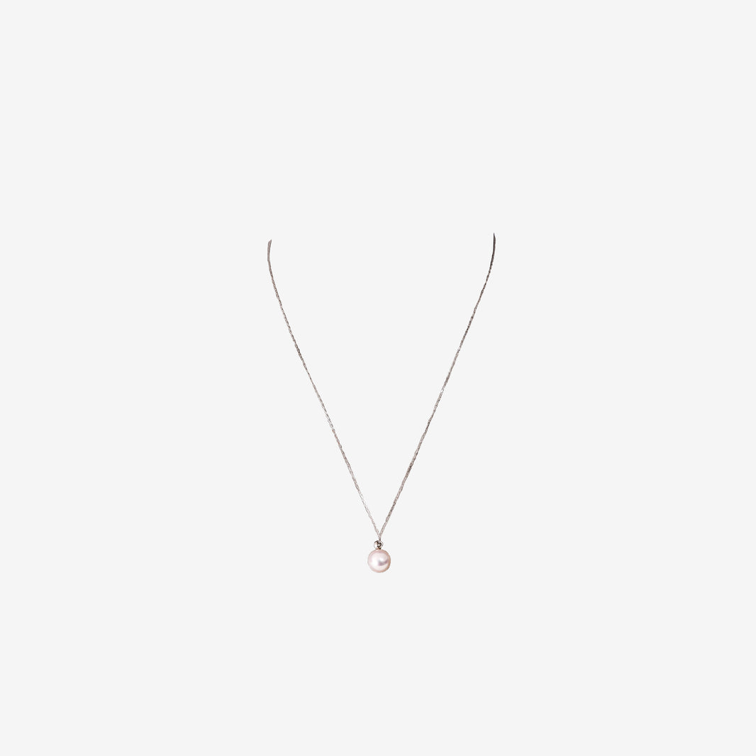Akoya Pearl Necklace with 7.5–8 mm Pearls in 18K White Gold with 0.05 ct Diamonds