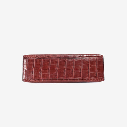 Hermès Kelly Pochette in Burgundy Matte Crocodile Leather with Gold-Plated Hardware