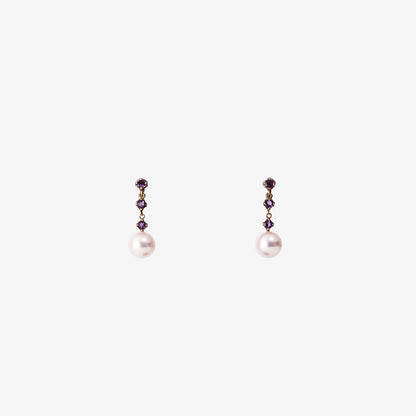 Margarite London Purple Drop Pearl Earrings with 7–7.5 mm Akoya Pearls in 18K Gold