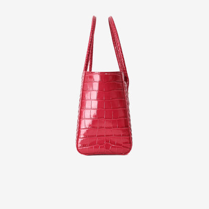 Chanel 26K Shopping Bag in Fuchsia Crocodile-Embossed Calfskin Leather with Gold Hardware