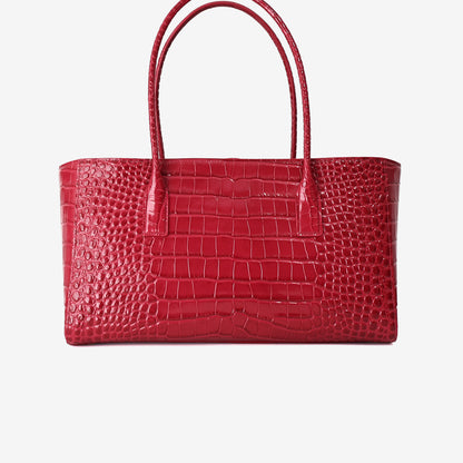 Chanel 26K Shopping Bag in Fuchsia Crocodile-Embossed Calfskin Leather with Gold Hardware