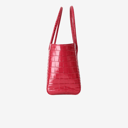 Chanel 26K Shopping Bag in Fuchsia Crocodile-Embossed Calfskin Leather with Gold Hardware