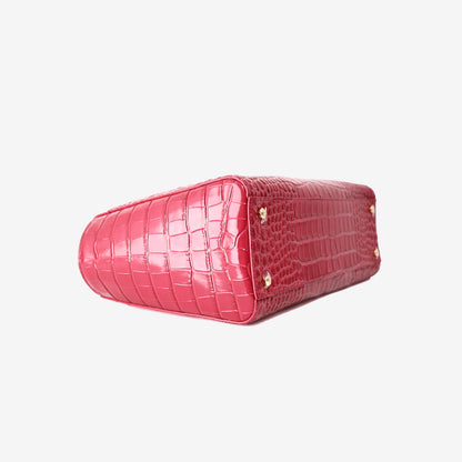 Chanel 26K Shopping Bag in Fuchsia Crocodile-Embossed Calfskin Leather with Gold Hardware