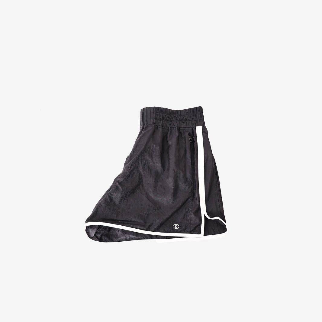 Chanel 2026 Nylon Athletic Shorts in Black with White Trim (Contact to Enquire)