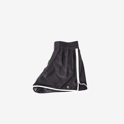Chanel 2026 Nylon Athletic Shorts in Black with White Trim (Contact to Enquire)